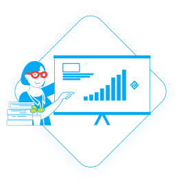 Grafik-blau-Frau-Präsentation