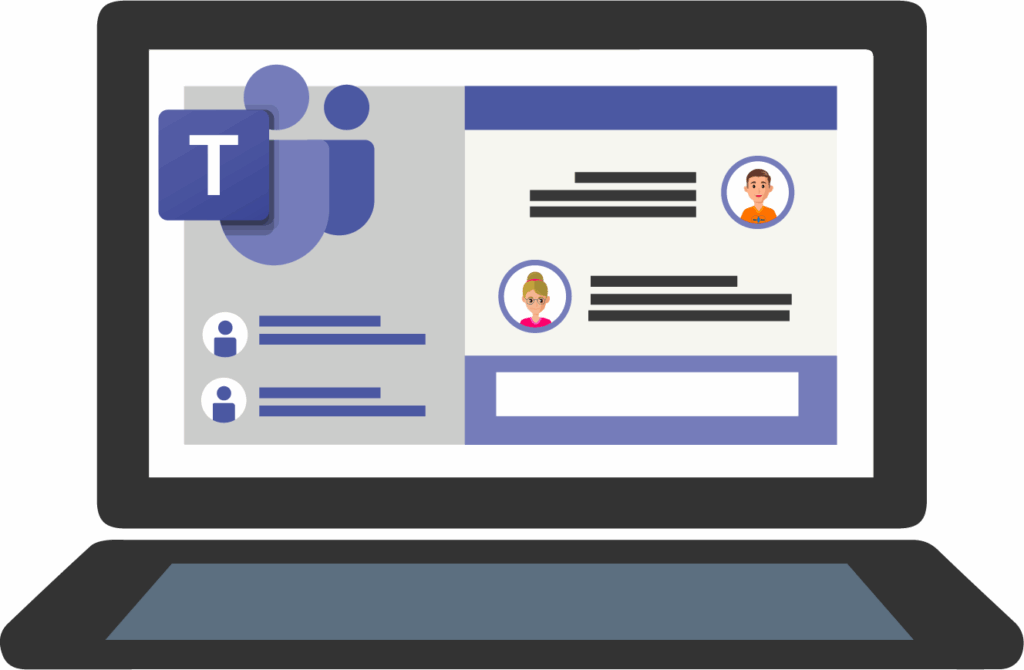 animierter-laptop-mit-teams-wissensmanagement-tools